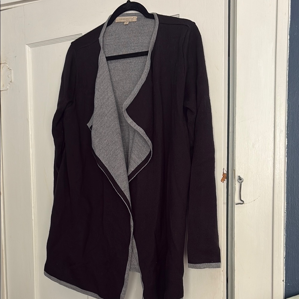 Christopher & Banks Black and Gray Knit Cardigan